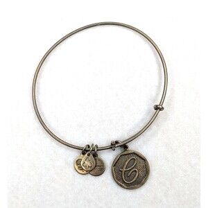 ALEX AND ANI Initial C Monogram Medallion Bronze-tone Charm Bracelet 2015